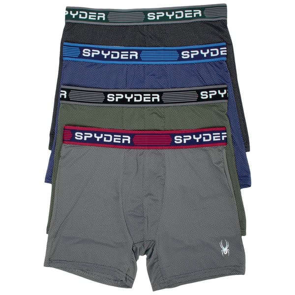Mens Spyder 4pk. Nylon & Spandex Dotted Boxer Briefs - image 