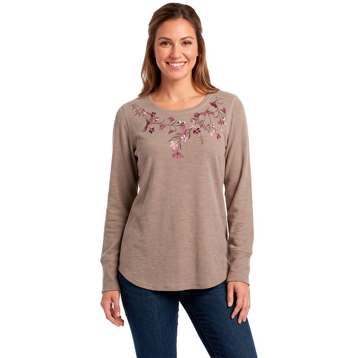 Womens Architect(R) Long Sleeve Embroidered Floral Thermal Tee