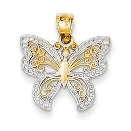 Gold Classics(tm) 14kt. Rhodium Plated Butterfly Pendant