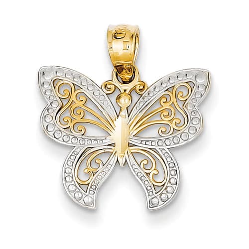 Gold Classics&#40;tm&#41; 14kt. Rhodium Plated Butterfly Pendant - image 