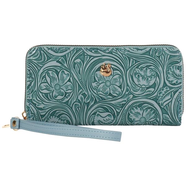 Gloria Vanderbilt Tooling Zip Around Wristlet - image 