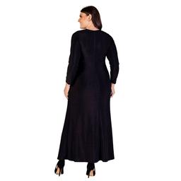 Plus Size 24/7 Comfort Apparel Long Sleeve Shimmery Maxi Dress