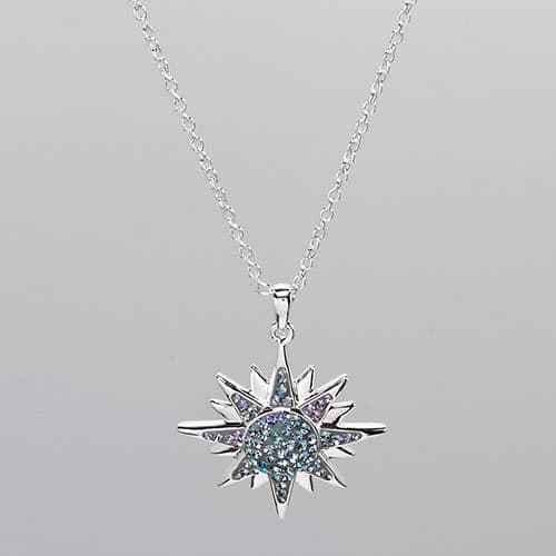 Silver Plated Brass Sunburst Necklace