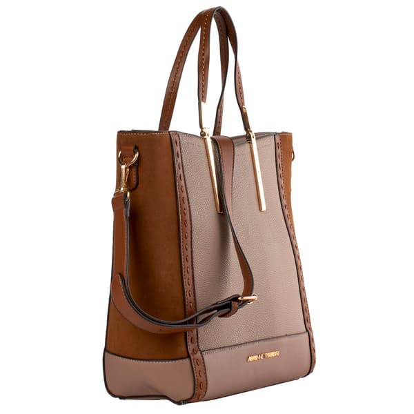Adrienne Vittadini Pebble Leather and Suede Tote