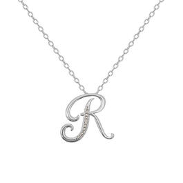Silver Plated & Diamond Accent Initial R Pendant Necklace