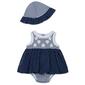 Baby Girl &#40;3-12M&#41; Little Me&#174; Daisy Stripe Bodysuit Dress w/ Hat - image 2