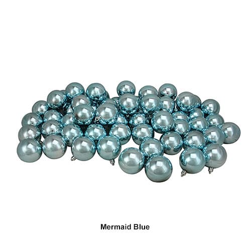 Northlight 60ct. Mermaid Blue Shiny Christmas Ball Ornament Set