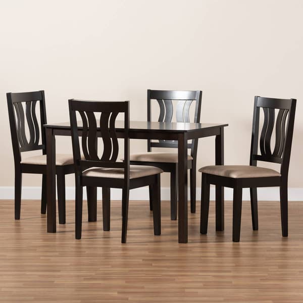 Baxton Studio Fenton Sand/Dark Brown 5pc. Dining Set