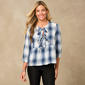 Petite Preswick & Moore(R) Plaid Tie Front Peplum Blouse - image 1