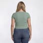 Juniors Plus Eye Candy Short Sleeve Rib Cinch Front Top - image 2