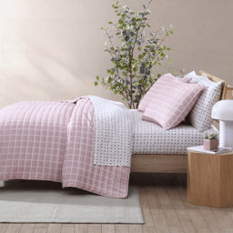 City Scene Woven Reversible Grid Microfiber Quilt Set