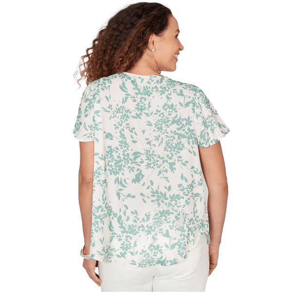 Womens Emaline Seabreeze Essence Flutter Sleeve Leaf Blouse