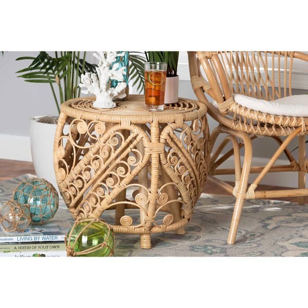 Baxton Studio Saranna Modern Bohemian Rattan End Table