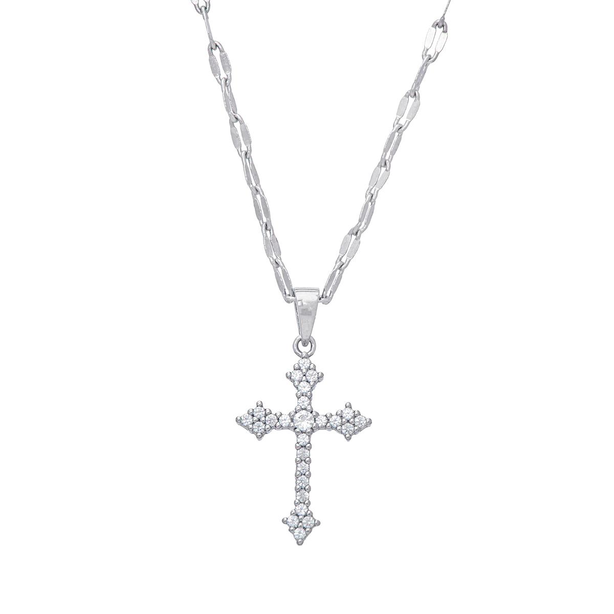 Gianni Argento Cross Lab Grown Sapphire Pendant Necklace