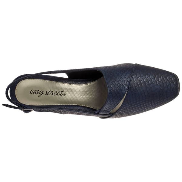 Womens Easy Street Navy Snake Slingback Heels