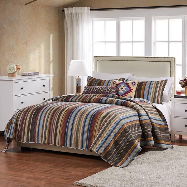 Greenland Home Fashions&#40;tm&#41; Durango Earth Stripe Quilt Set w/ Pillow - image 