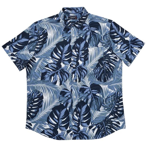 Mens Visitor Blue Fern Button Down Shirt - White/Stone