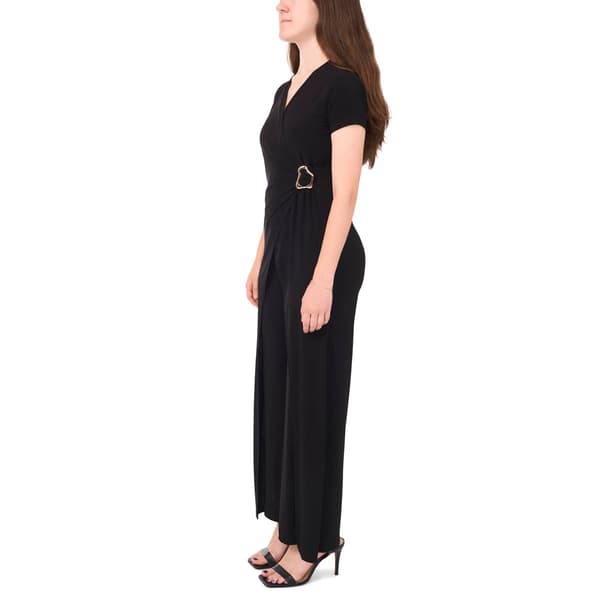 Womens MSK Short Sleeve Solid Wrap Jumpsuit