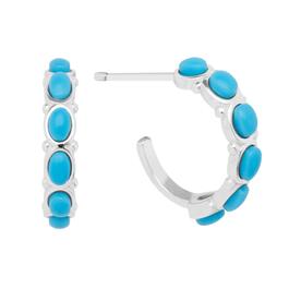 Marsala Sterling Silver Simulated Turquoise C Hoop Post Earrings