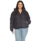 Plus Size White Mark Zip Hooded Bomber Puffer Coat - image 1