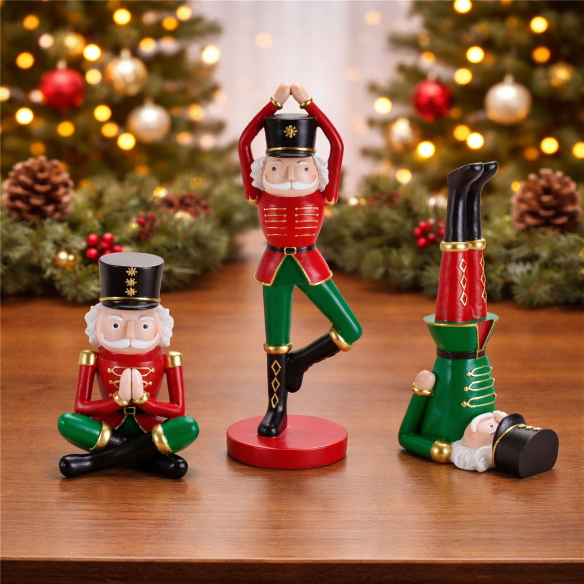 Melrose Yoga Nutcracker Soldier Figurines - Set of 3