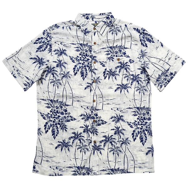 Mens Campia Palms Short Sleeve Button Down Shirt - White
