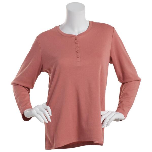 Womens Hasting &amp; Smith Long Sleeve Solid Henley Top - image 