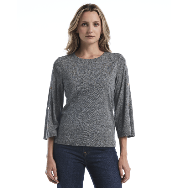 Womens Rafaella(R) 3/4 Wide Sleeve Button Detail Blouse - image 