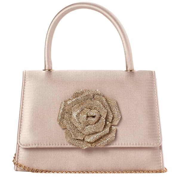 D''Margeaux Rhinestone Flower Clutch w/ Chain