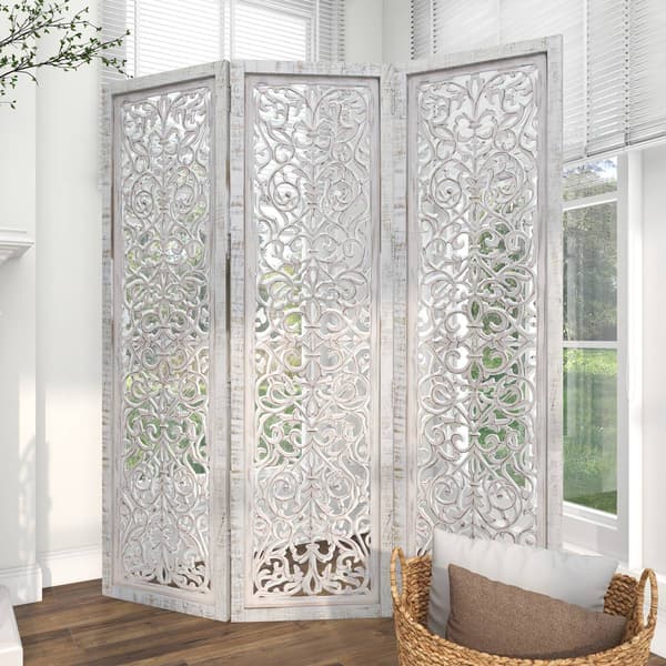 9th & Pike® Farmhouse White Wooden Room Divider Screen