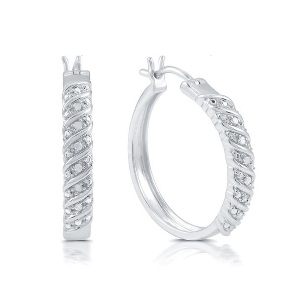 1/10ctw. Twist Click Hoop Earrings - image 