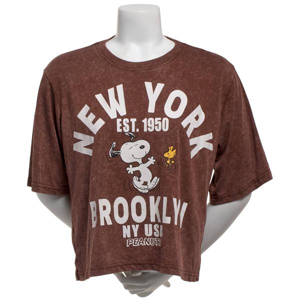 Juniors Freeze Mineral Wash Snoopy NY Front Back Skimmer Tee