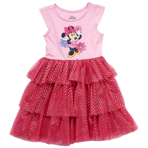 Girls &#40;4-6x&#41; Disney Minnie Cap Sleeve Layered Tutu Dress - image 