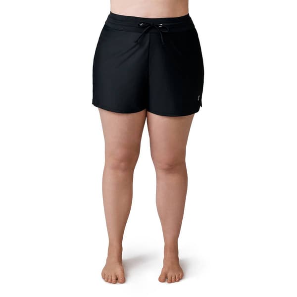 Plus Size Free Country Solid Built In Brief Swim Shorts