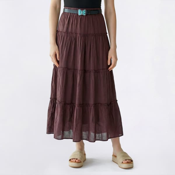 Juniors No Comment Butterfly Belt Tier Maxi Skirt - image 