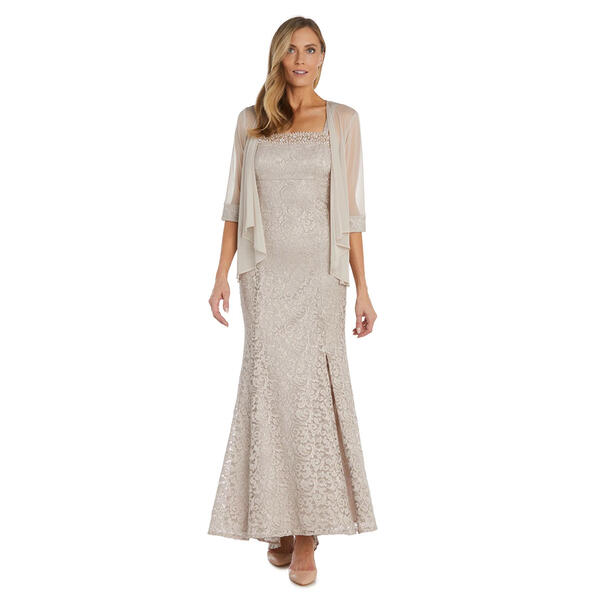 Womens R&M Richards Lace Jacket Dress with Pearl Neck Trim - image 
