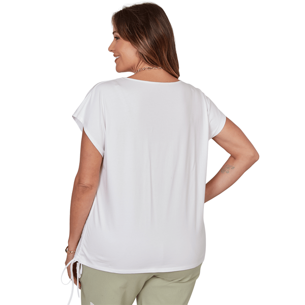 Plus Size Hearts of Palm Bloom Service Cap Sleeve Floral Blouse