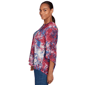 Petite Ruby Rd. Indigo Go Tie Dye Floral Keyhole Neck Blouse - image 4