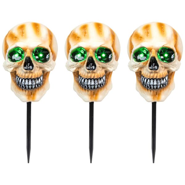 Northlight Seasonal Set of 3 Skeleton Head Pathway Markers