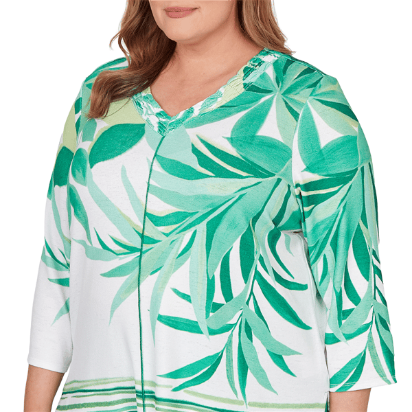 Plus Size Alfred Dunner Resort Living V Neck Artisan Leaf Blouse