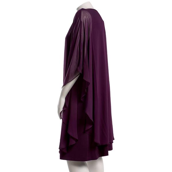 Plus Size Connected Apparel Capelet Overlay Rhinestone Dress