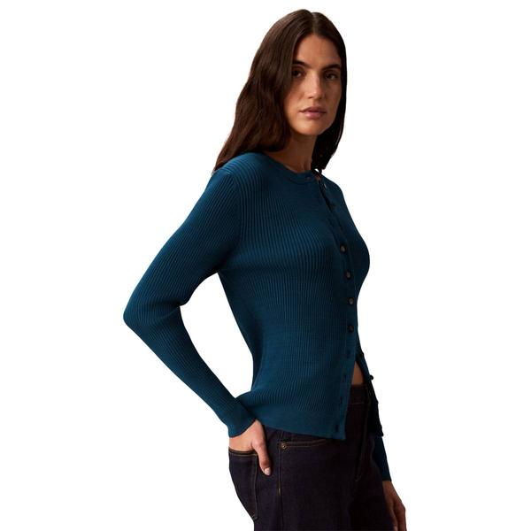 Womens Calvin Klein Long Sleeve Button Front Rib Knit Cardigan