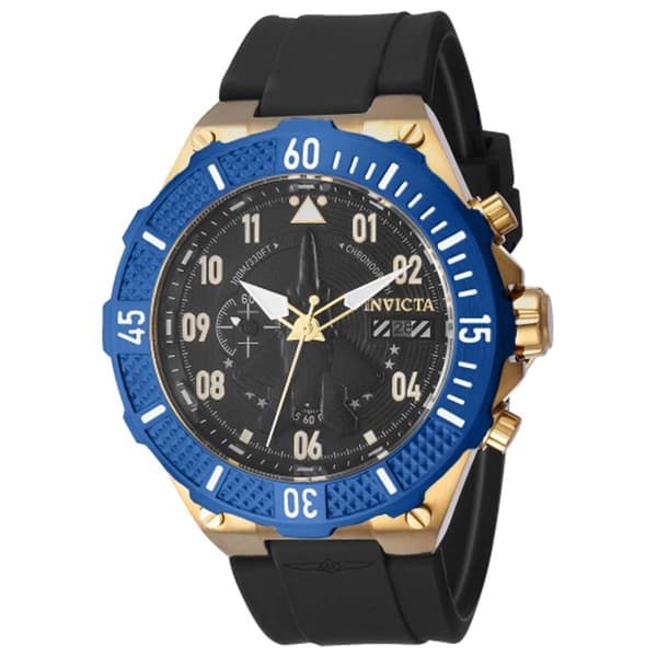 Mens Invicta Aviator Gold Black Dial Quartz Watch - 39892 - image 