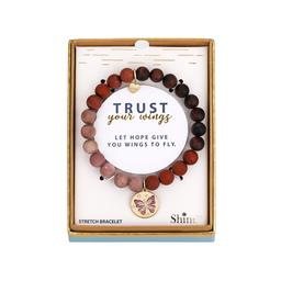Shine Pink Butterfly Beaded CZ Stretch Bracelet