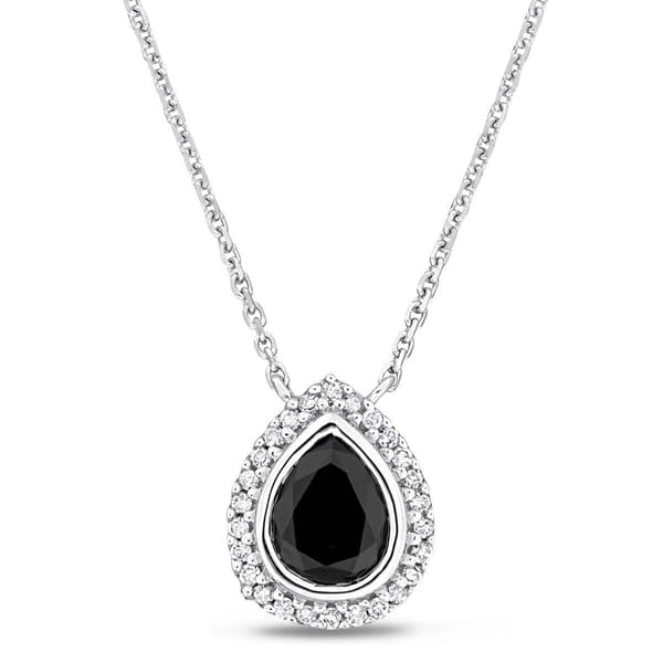 Sophia B 1 1/10ctw. Black & White Pear Diamond Necklace - image 