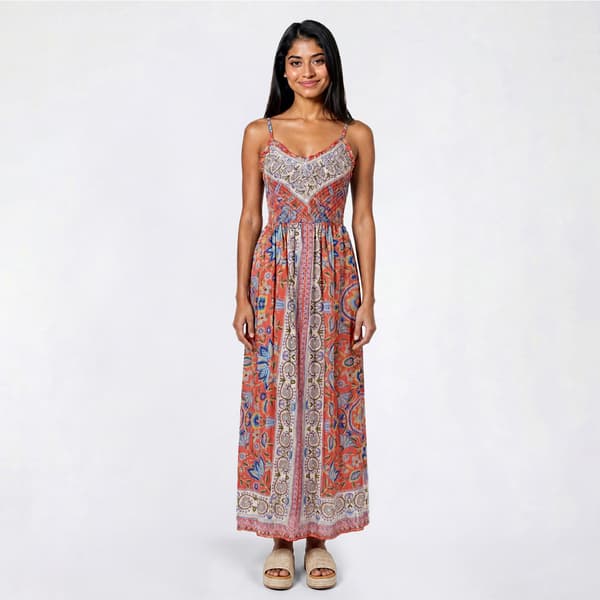 Juniors Angie Wide Strap Patchwork Maxi Dress - image 