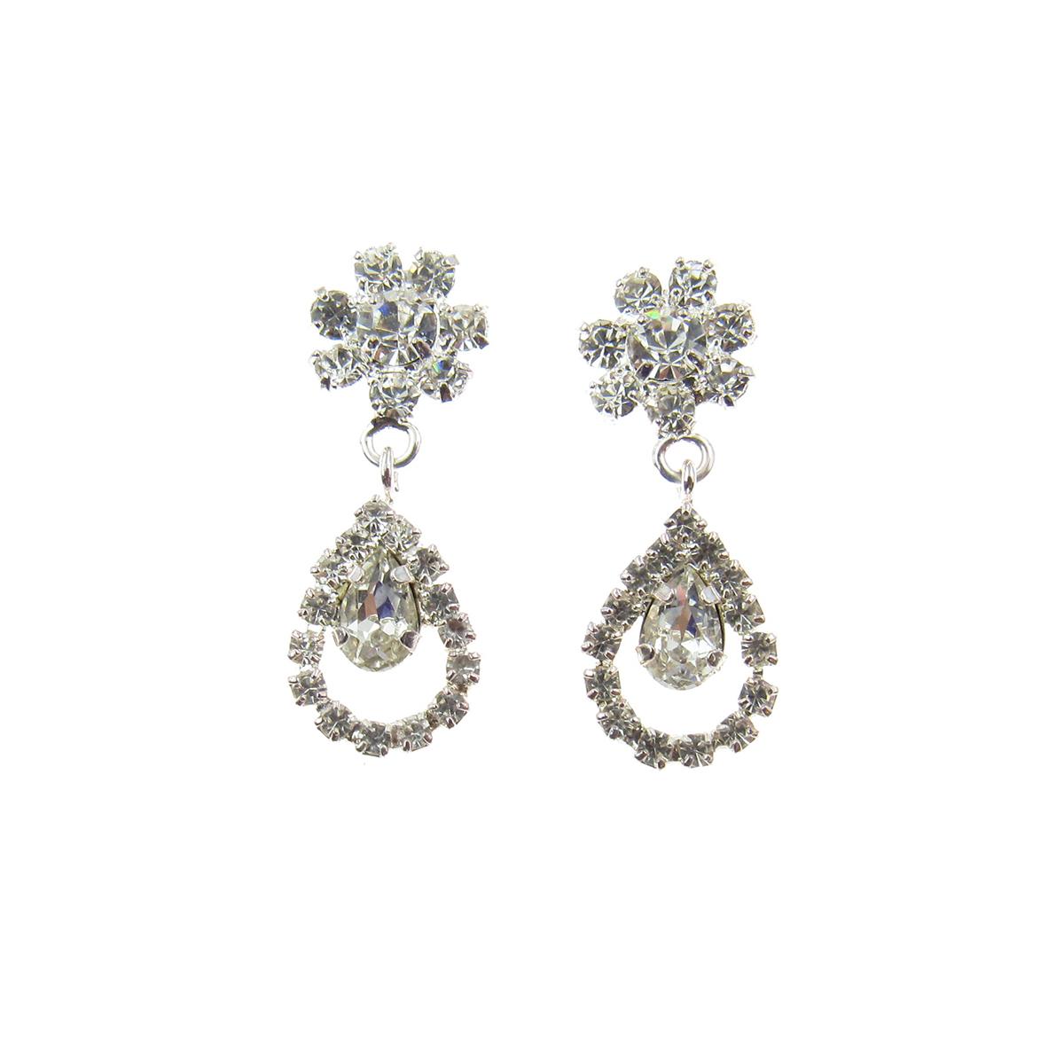 Rosa Rhinestones Daisy Top Drop Earrings