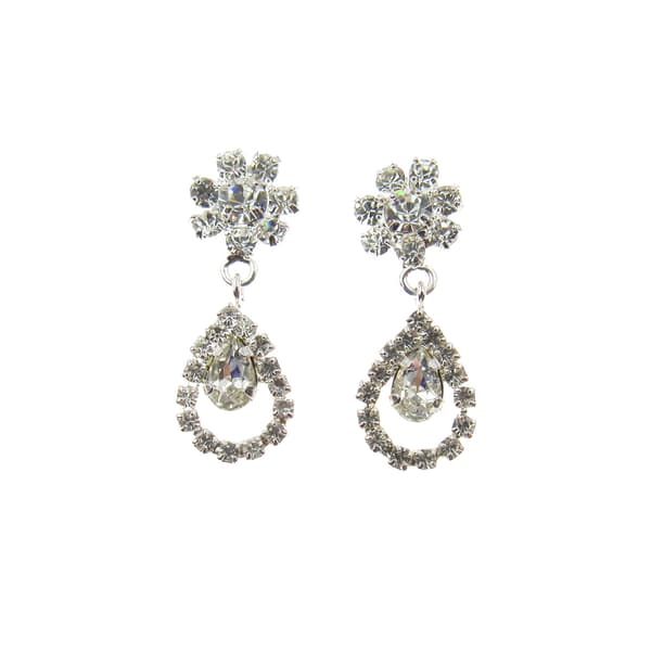 Rosa Rhinestones Daisy Top Drop Earrings - image 