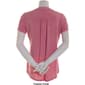 Womens Notations Short Sleeve Solid Texture Jacquard Pleat Henley - image 2