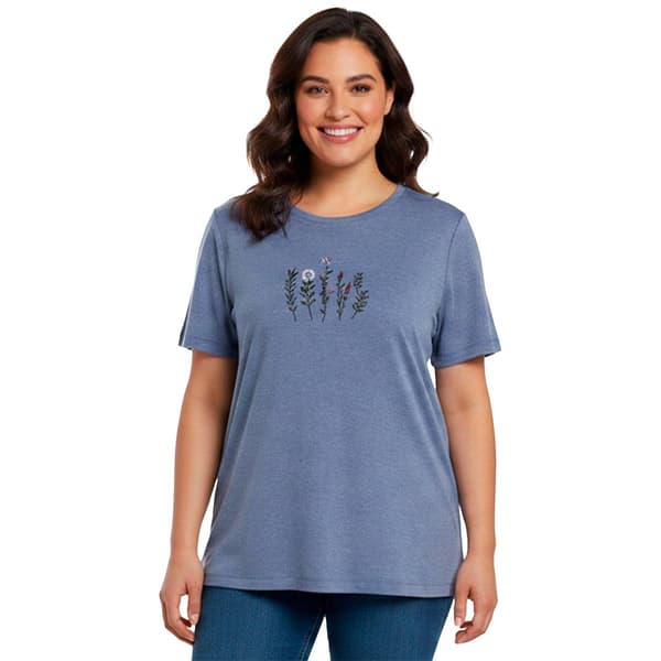 Plus Size Hasting & Smith Short Sleeve Embroidered Floral Tee - image 